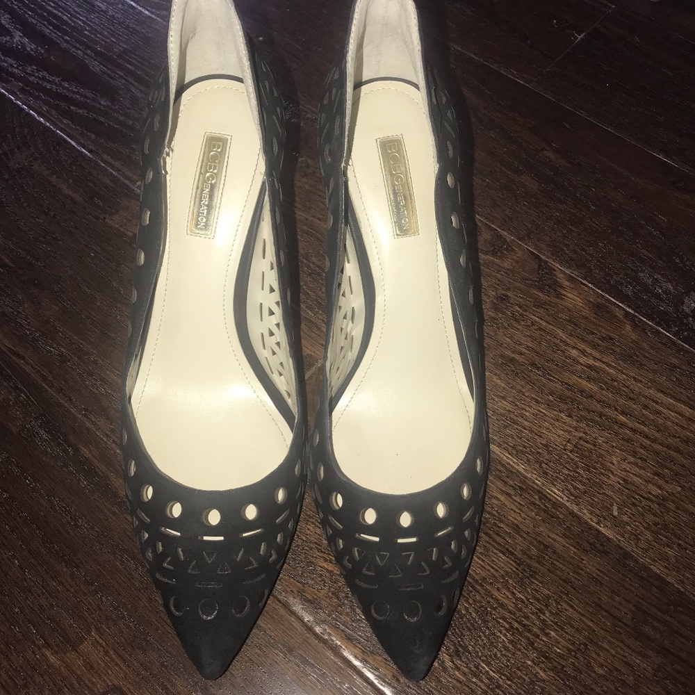 BCBG Generation Black Heels (Aztec Design)